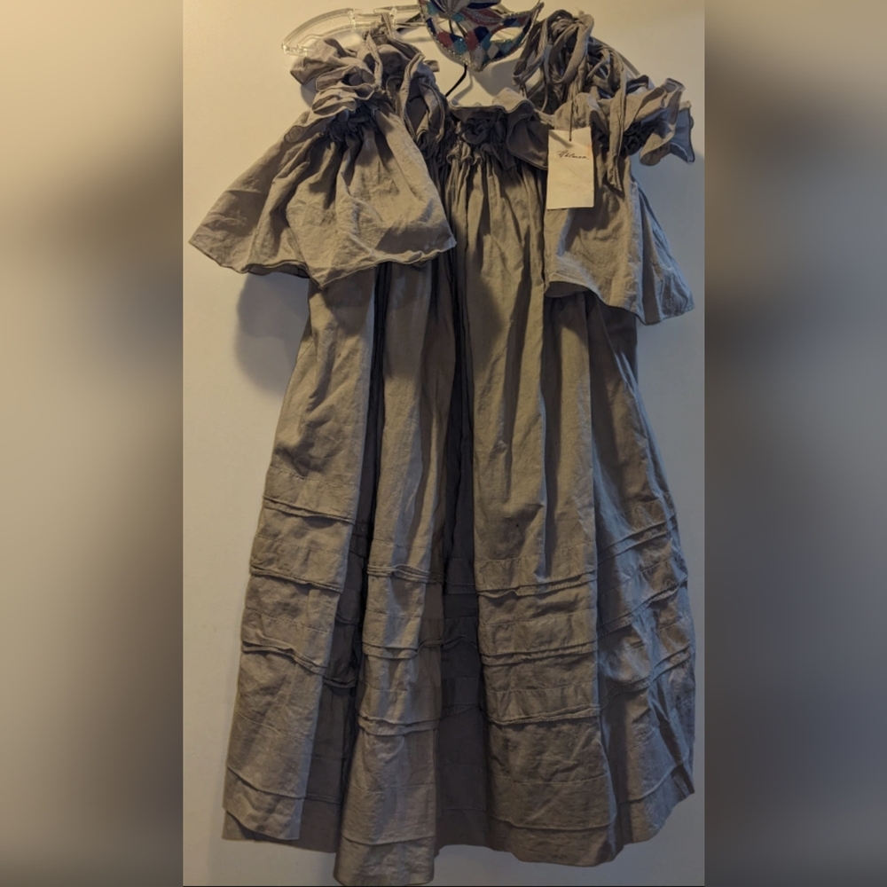 NEW HELMER DESIGNER luxury linen romantic dress